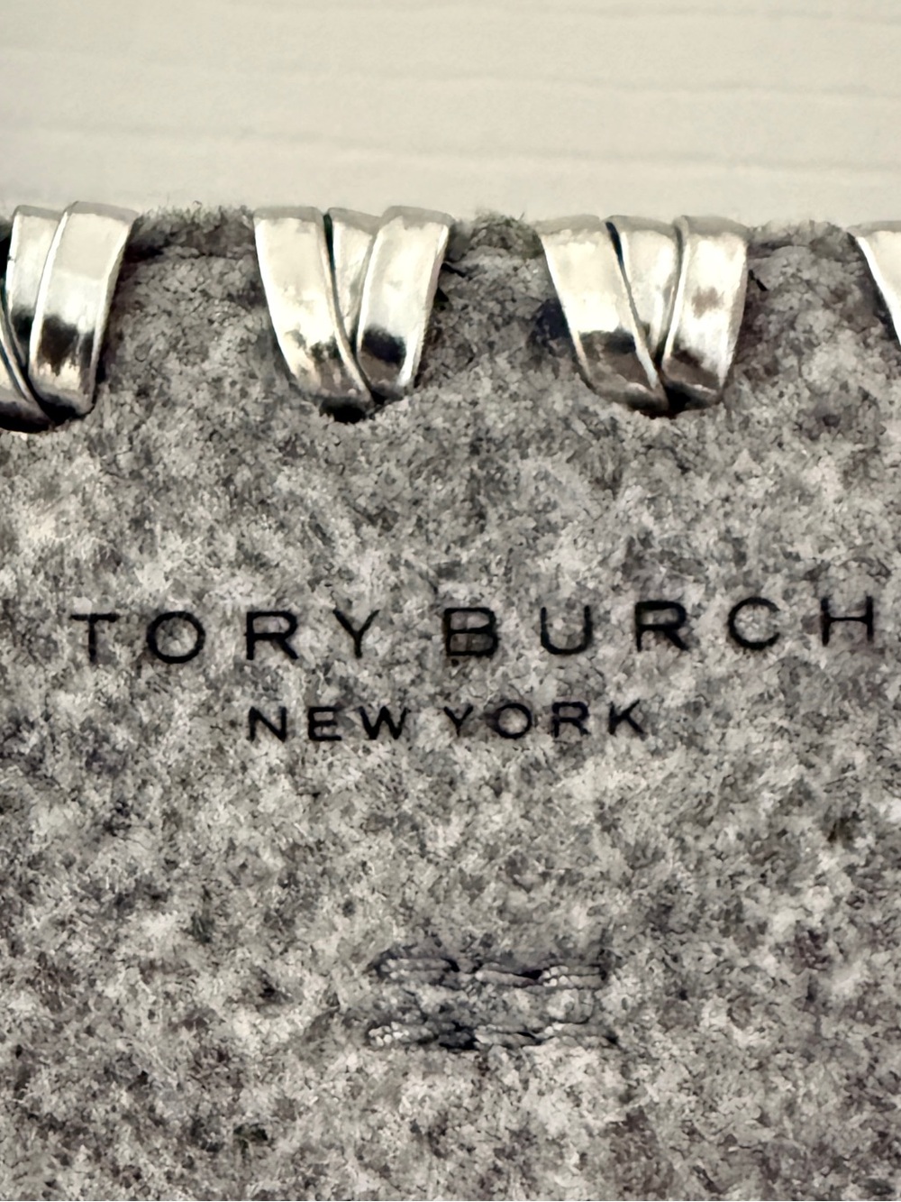 Tory Burch Gray Felt Tote with Silver Handles - Picture 2 of 5